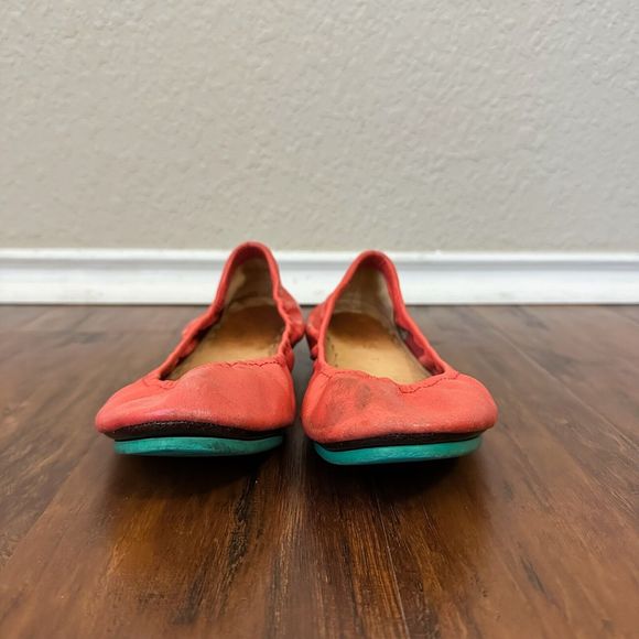 TIEKS by Gavrieli Poppy Orange Coral Leather Ballet Flats Foldable Slip On - Picture 5 of 13